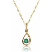 Gemondo Women's Classic Round Emerald Pendant in 9ct Yellow Gold in Green | Size: 18 inches