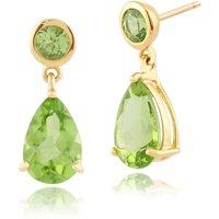 Gemondo Women's Classic Pear Peridot Drop Earrings in 9ct Yellow Gold in Green