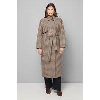Wallis Women's Wrap Funnel Neck Check Coat in Neutral | Size: 14