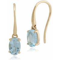 Gemondo Women's Classic Oval Aquamarine Claw Set Drop Earrings in 9ct Yellow Gold in Blue