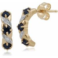Gemondo Women's Classic Round Sapphire & Diamond Half Hoop Earrings in 9ct Yellow Gold in Blue