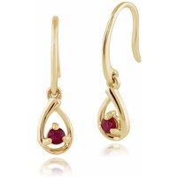 Gemondo Women's Classic Round Ruby Drop Earrings in 9ct Yellow Gold in Red