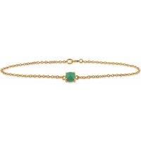 Gemondo Women's Classic Round Emerald Checkerboard Bracelet in 9ct Yellow Gold in Green | Size: 7 inches