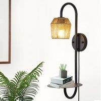 Garwarm 1 Light Plug-in Black Armed Sconce