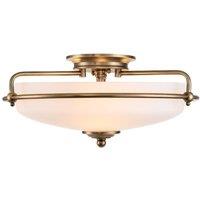 Netlighting Quoizel Griffin Bowl Semi Flush Ceiling Light Weathered Brass in Yellow