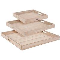 EONLION 3 Pcs Square Wooden Food Drinks Tray Home in Yellow