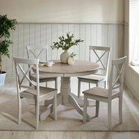 FurnitureboxUK Bude Round Wooden Dining Table & 4 Millford Chairs in Grey