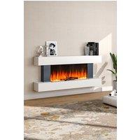 Living and Home 52 Inch Smart Wall Mounted Electric Fireplace with WiFi App, Timer & Side Lights in White