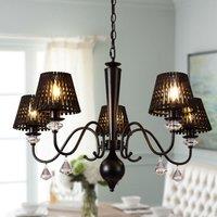 Garwarm 5 Light Dimmable Classic Traditional Crystal Chandelier in Black