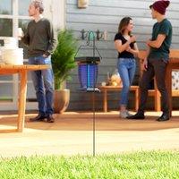 OUTSUNNY 2-in-1 Electric Fly Zapper with UVA Light, Hanging Garden Lantern in Black