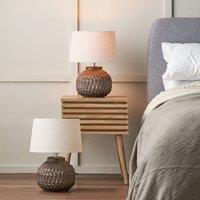 Ruma Set of 2 Anneli Bronze Aztec Texture Ceramic Table Lamp