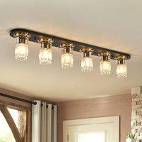 Garwarm 6 Light 120cm Crystal Dimmable Flush Mount in Black