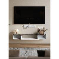 H&O Direct Floating TV Stand Wall Mounted TV Shelves Storage for Living Room in White