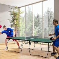 SPORTNOW 9FT Table Tennis Table w/ 8 Wheels, Folding Ping Pong Table in Green