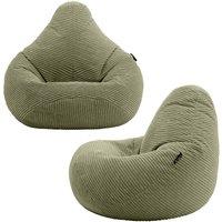 icon Dalton Cord Adult Bean Bag Chair, Set of 2 in Green