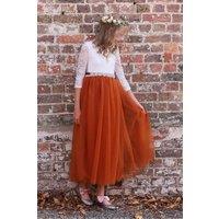 UK Flower Girl Boutique Girl's Bohemian Classic Long Sleeve Dress - Burnt Orange | Size: 5-6 Years