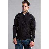 Kensington Eastside Men's Funnel Neck Zip-Through Cardigan in Black | Size: Medium