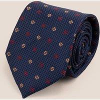Oswin Hyde Men's Chequered Floral Navy Tie