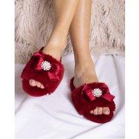 Pretty You London Women's Anya Slider Slippers in Red | Size: 6-7