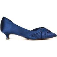 XY London Women's 'Freya' Pointed Toe Kitten Low Heel Classic Bridal Shoe Pumps in Navy | Size: 4