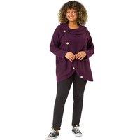 Roman Women's Curve Cowl Neck Button Wrap Top in Purple | Size: 20