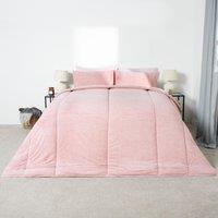 OHS Teddy Fleece 10.5 TOG Coverless Duvet with Pillowcase Bedding Set in Light Pink | Size: Double