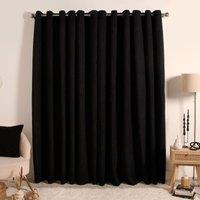 OHS Pair Of Boucle Curtains Eyelet Blackout in Black | Size: 167 cm width x 228 cm drop