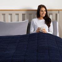 OHS Teddy Fleece Sensory Sleep Therapy Weighted Blanket 150 x 200 cm 8kg in Dark Navy | Size: 150 cm x 200 cm