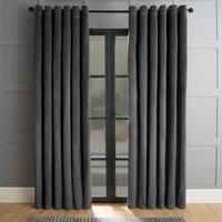 OHS Thermal Matte Velvet 2 Pair Ready Made Eyelet Curtains in Charcoal | Size: 168 cm width x 137 cm drop