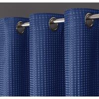 Velosso Waffle Weave Total Blackout Jacquard Eyelet Header Curtains in Navy | Size: 168 cm width x 137 cm drop