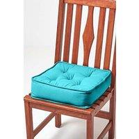 Homescapes Cotton Dining Chair Booster Cushion in Teal | Size: 40 cm x 40 cm