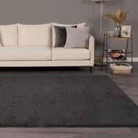 OHS Fluffy Teddy Rug Soft Floor Carpet Non Slip Area Mat in Charcoal | Size: 120 cm x 170 cm