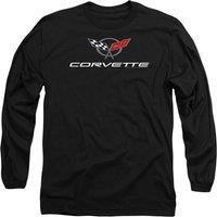 Chevrolet Corvette Modern Emblem Long Sleeve T-Shirt, Black | Size: XL