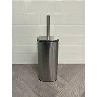 Showerdrape Fortuna Black Steel Toilet Brush & Holder in Silver