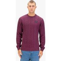 Luke 1977 Men's Mitcham Cable Knit Jumper in Dark Red | Size: Large