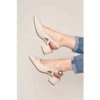 Moshulu Women's 'Emiko' Nubuck Slingback Court Heels in Light Beige | Size: 4