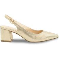 Paradox London Women's Wide Fit 'Flynn' Mid Block Heel Sling Back Court Shoes in Gold | Size: 5