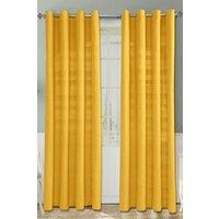Homescapes Cotton Rajput Ribbed Curtain Pair in Yellow | Size: 167 cm width x 228 cm drop