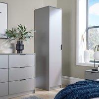 Home Source Phoenix Wardrobe 1 Door Space Saving Bedroom Clothing Storage in Grey