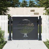Berkfield Home Garden Gate Anthracite 105x105 cm Steel Tree Design
