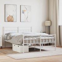 Berkfield Home Metal Bed Frame with Headboard & Footboard White 150x200 cm King Size