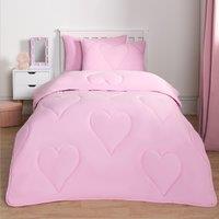 OHS Coverless Duvet 7.5 TOG Pillowcase Quilt Heart Bedding Set, Pink | Size: Double