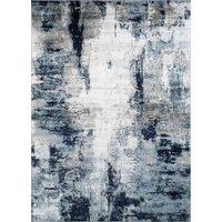 Livabliss Wanderlust-Abstract Blue Grey Black Modern Marble Living Dining Bedroom Rug in Navy | Size: 120 cm x 170 cm