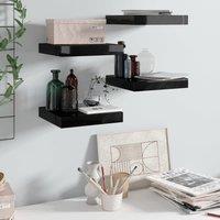 Berkfield Home Floating Wall Shelves 4 pcs High Gloss Black 23x23.5x3.8 cm MDF