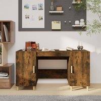 Berkfield Home Desk Smoked Oak 140x50x75 cm Engineered Wood in Brown | Size: 140 x 50 x 75 cm