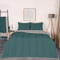 OHS Soft Coverless 10.5 TOG Duvet Set Pillowcase Quilted Cover in Dark Green | Size: Double