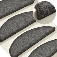 Berkfield Home Carpet Stair Treads 15 pcs Dark Grey 56x17x3 cm | Size: Medium