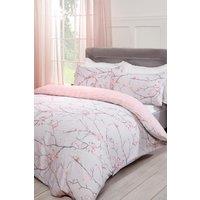 OHS Spring Blossoms Print Duvet Cover with Pillowcase in Light Pink | Size: Super King