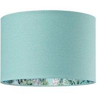 Happy Homewares Unique Jungle Print Duck Egg Lampshade with Palm Trees, Sloths & Elephants in Duck Egg Blue | Size: 12 inches
