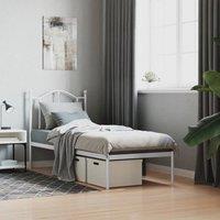 Berkfield Home Metal Bed Frame with Headboard White 75x190 cm Small Single